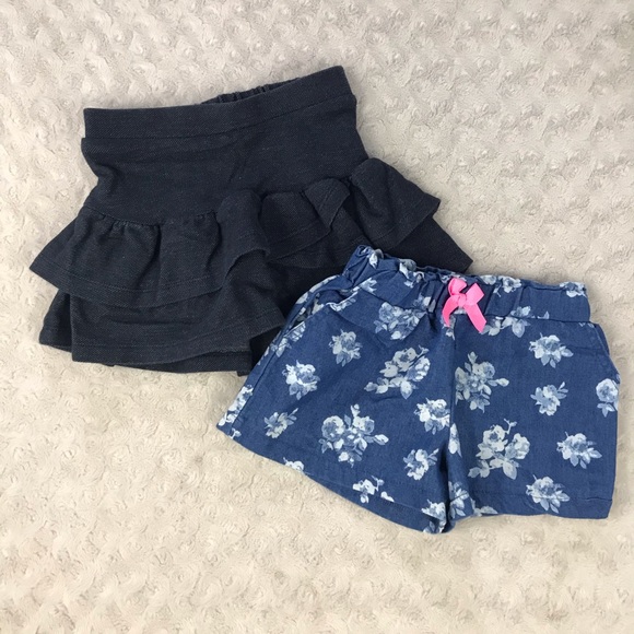 Baby Girl Shorts & Skort Bundle Floral Blue - Picture 1 of 5